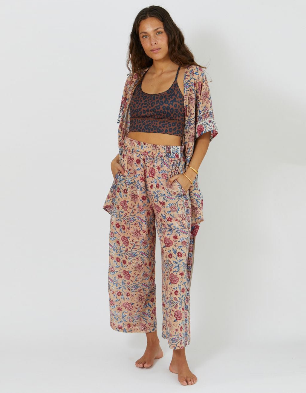 Cotton Yoga Pant + Kimono Set Rose - Yogi Peace Club - PACK SET