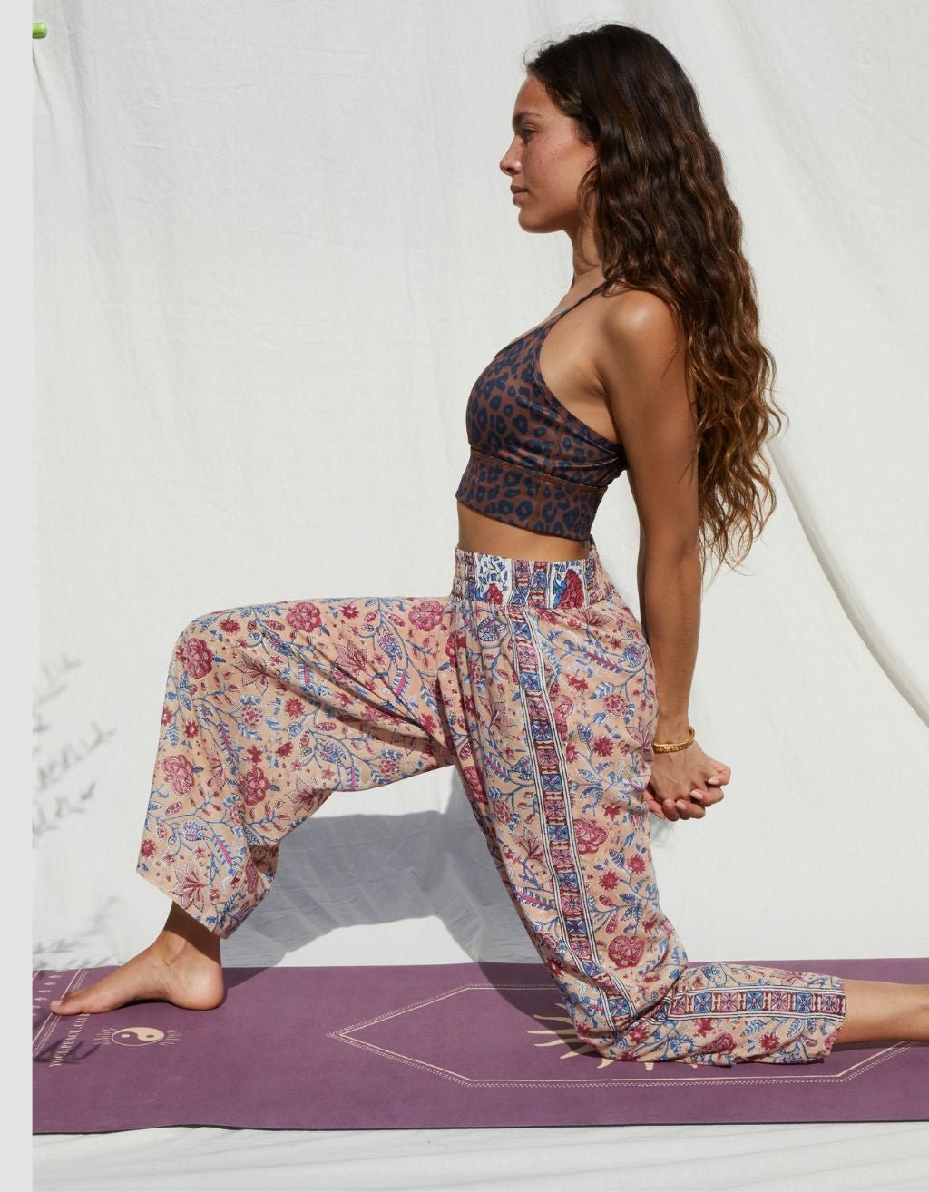 Cotton Yoga Pants - Rose - Yogi Peace Club - YOGA PANTS