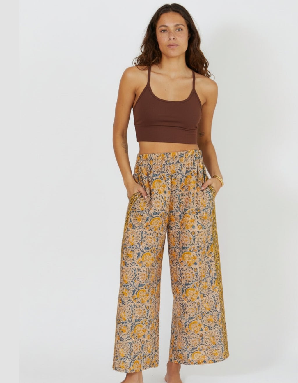 COTTON YOGA PANTS - SAFFRON - Yogi Peace Club - YOGA CLOTHING