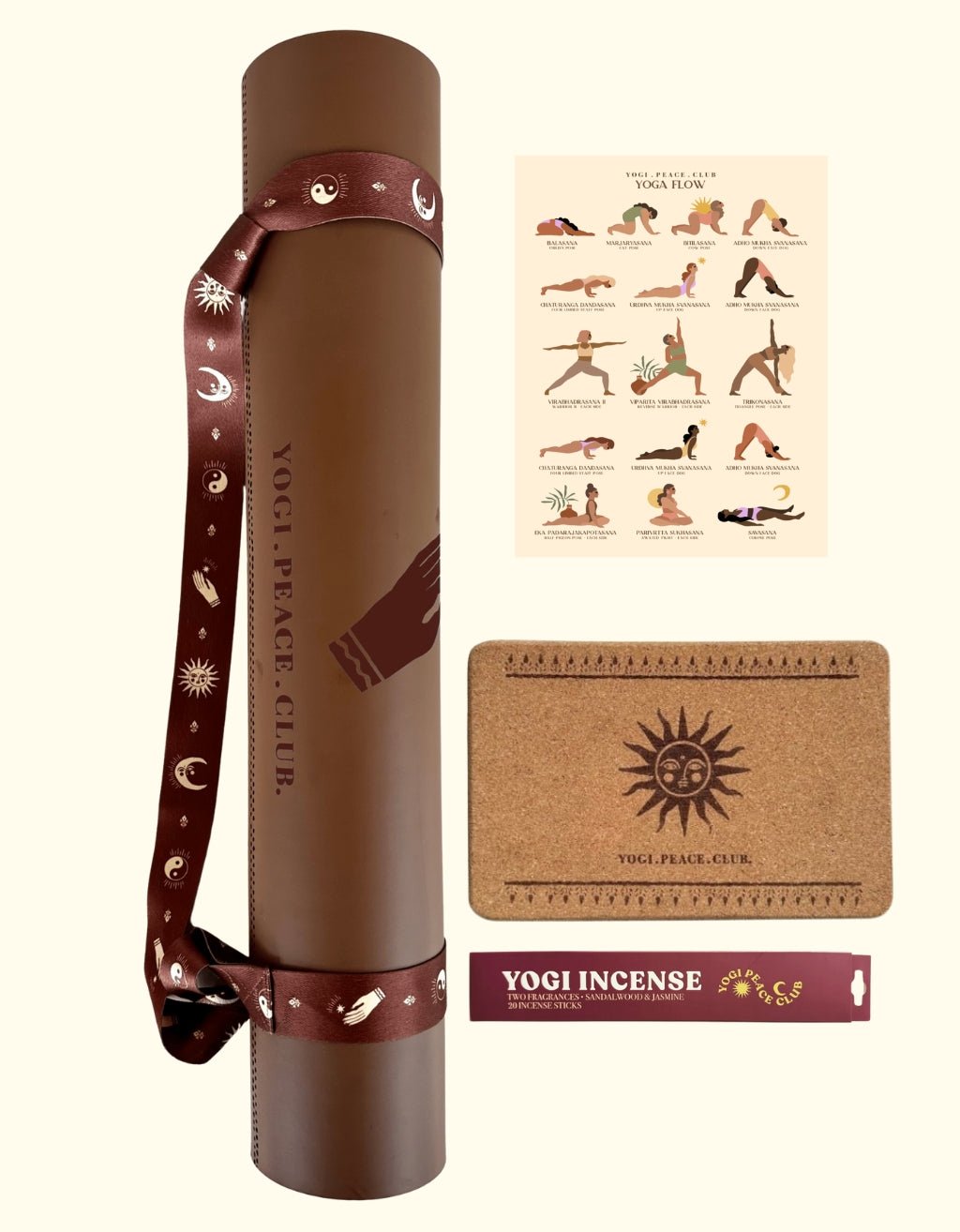 Deluxe Yoga Mat + Block Pack - Spice 5 mm - Yogi Peace Club - YOGA PACK