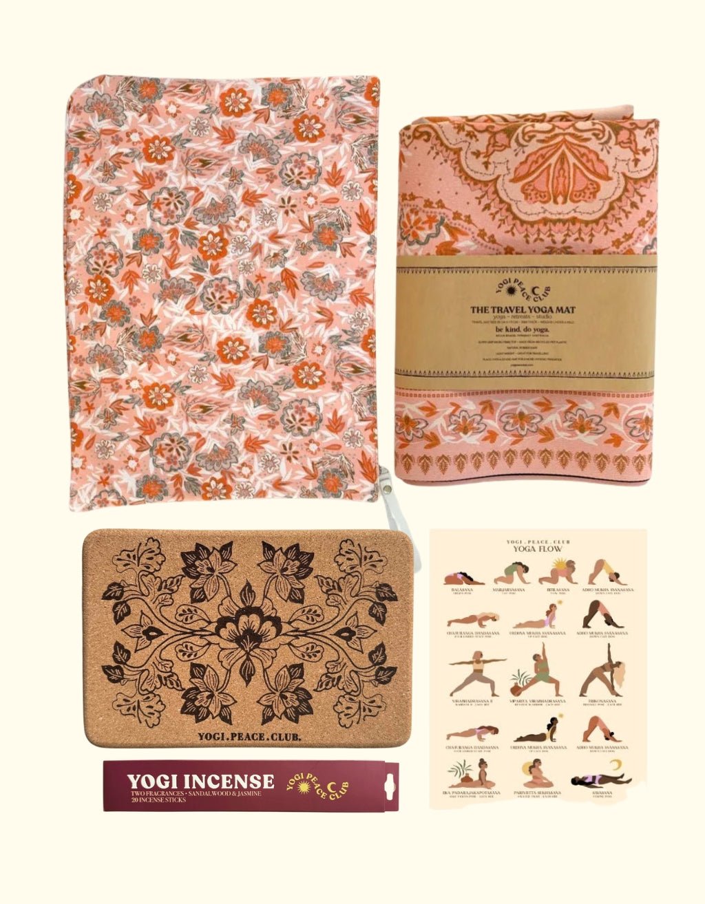 Travel Yoga Mat Pack - Salty Peach 1 mm - Yogi Peace Club - YOGA PACK