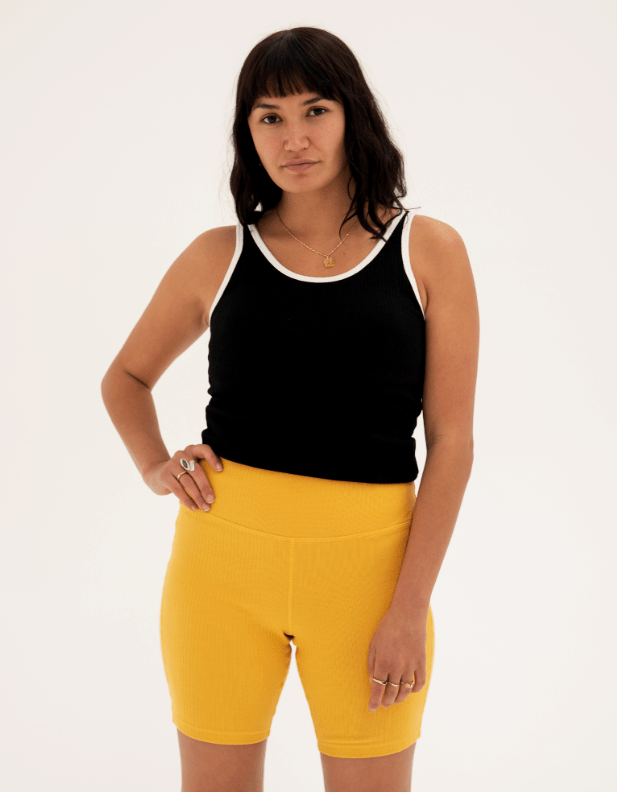 Turmeric Ribbed Cotton Shorts - FINAL SALE - Yogi Peace Club - Yoga Shorts