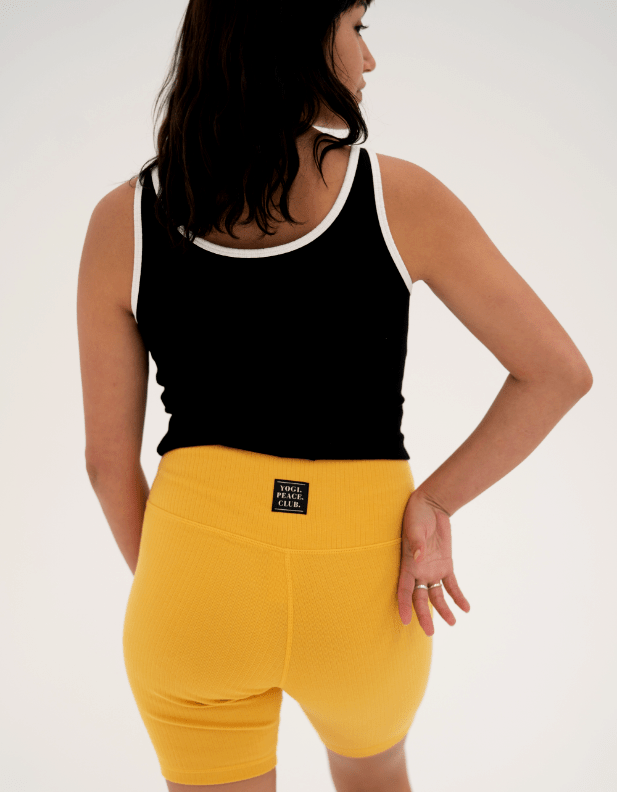 Turmeric Ribbed Cotton Shorts - FINAL SALE - Yogi Peace Club - Yoga Shorts