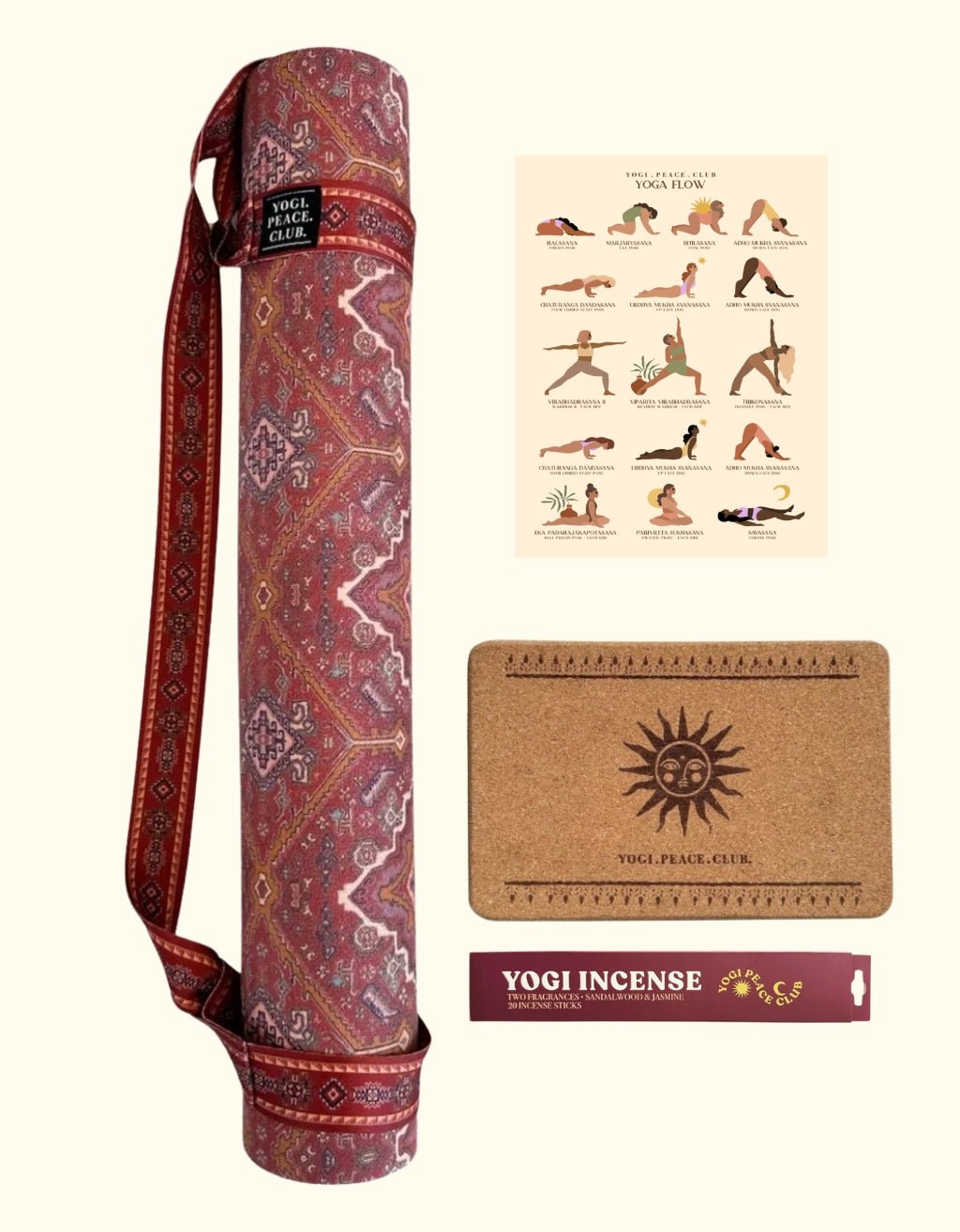 Yoga Mat + Block Pack - Desert Terracotta 4 MM - Yogi Peace Club - YOGA MAT PACK