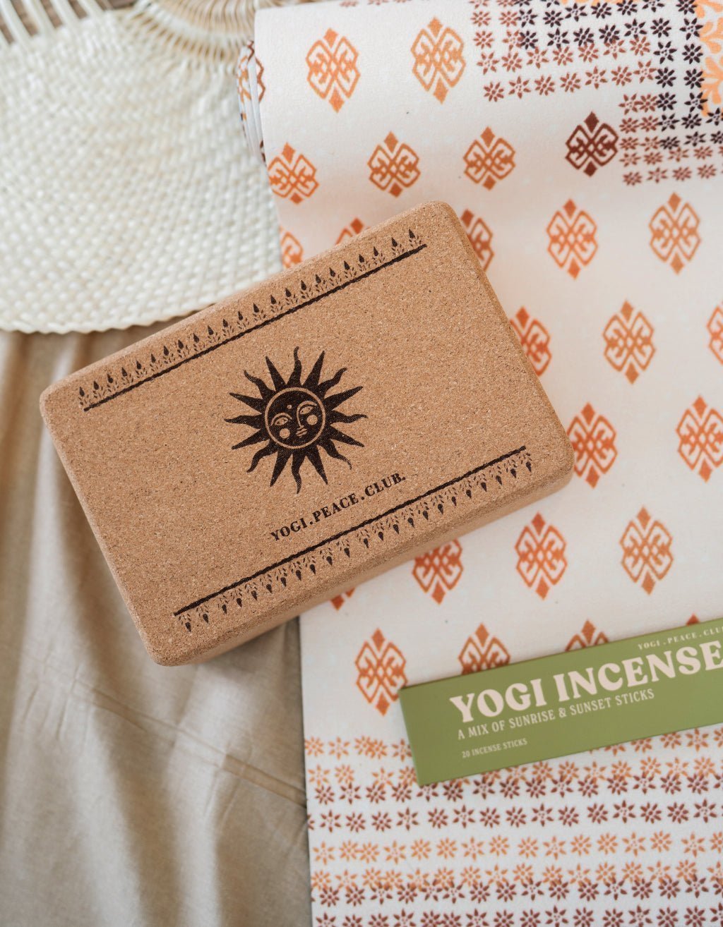 Yoga Pack - Nomad Honey Yoga Mat + Block + Strap + Incense - Yogi Peace Club - YOGA PACK
