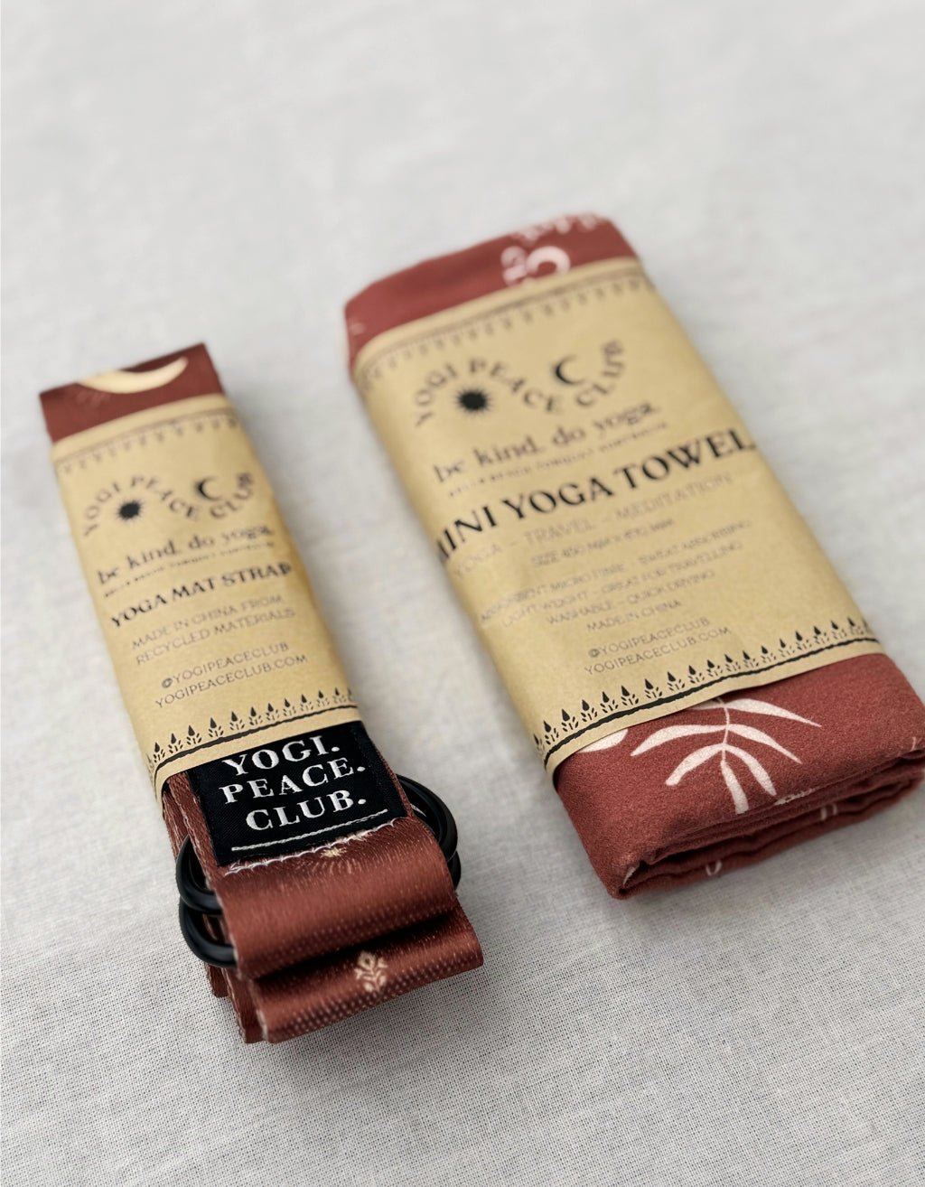 Yoga Towel + D - ring Strap Pack - Cinnamon - Yogi Peace Club - YOGA PACK
