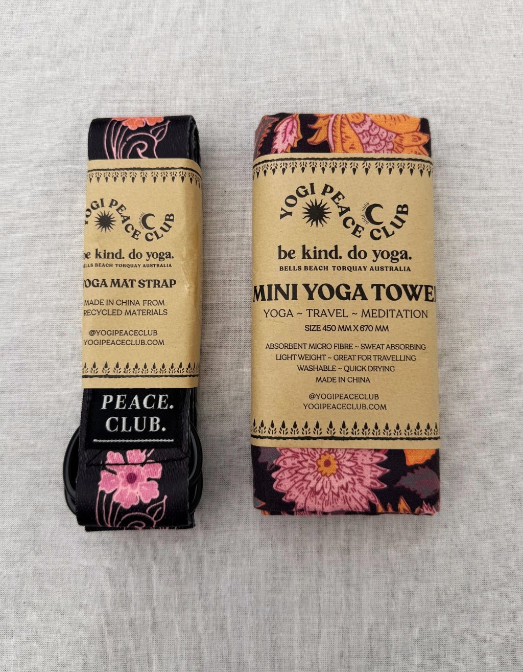 Yoga Towel + D - ring Strap Pack - Lotus - Yogi Peace Club - YOGA PACK