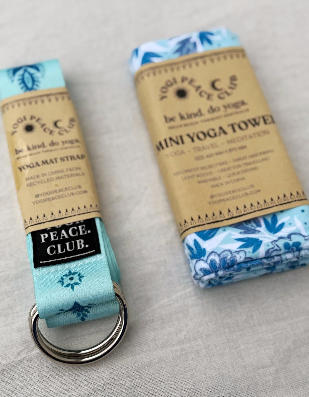 Yoga Towel + D - ring Strap Pack - Salty Aqua - Yogi Peace Club - YOGA PACK