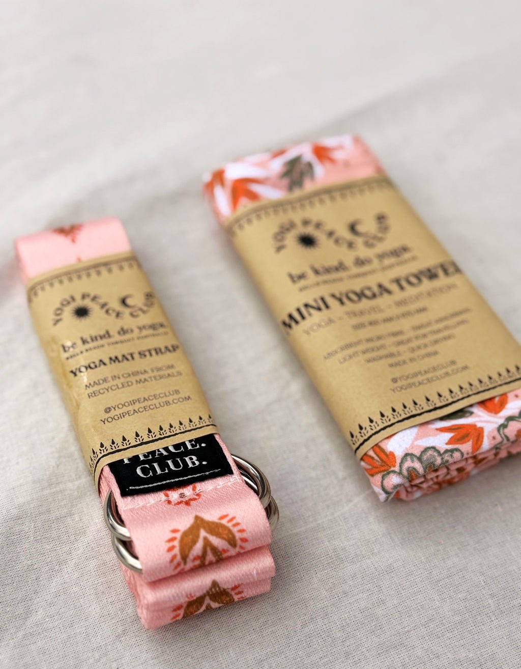 Yoga Towel + D - ring Strap Pack - Salty Peach - Yogi Peace Club - YOGA PACK