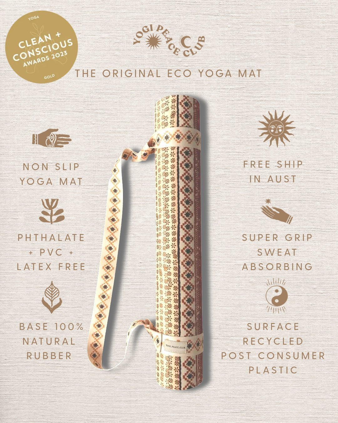 Nomad Honey Yoga Mat + Strap - Yogi Peace Club - Yoga Mat